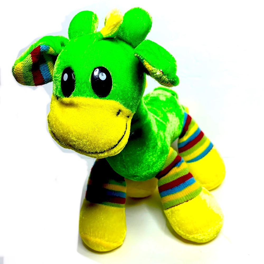 Cute Rare Plush Appeal Green Giraffe W/ Striped Legs/ Ears Plush Stuffed Animal